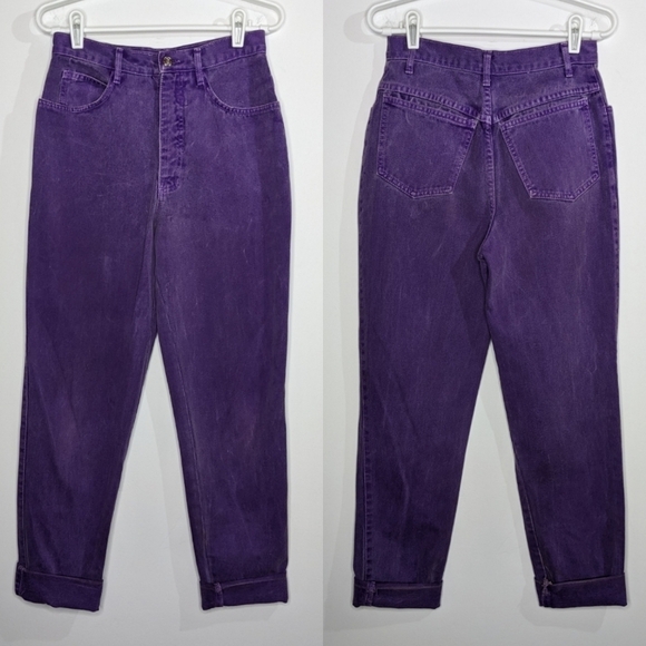 Vintage Frederick's of Hollywood purple high rise straight leg jean 7 - Picture 1 of 12